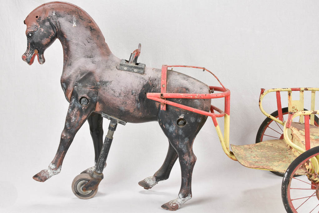 Toy horse & cart - 1900s - 57½"