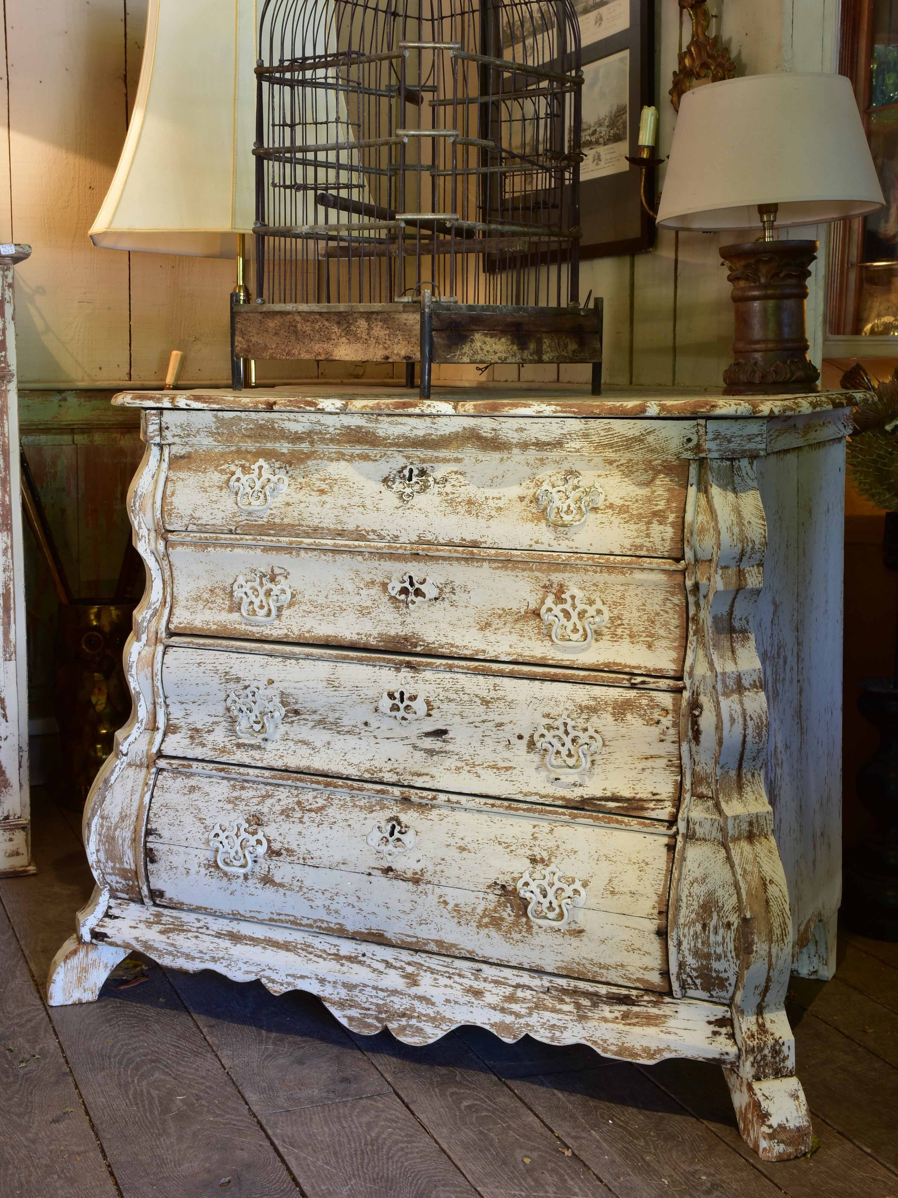 Antique Dutch commode with white patina