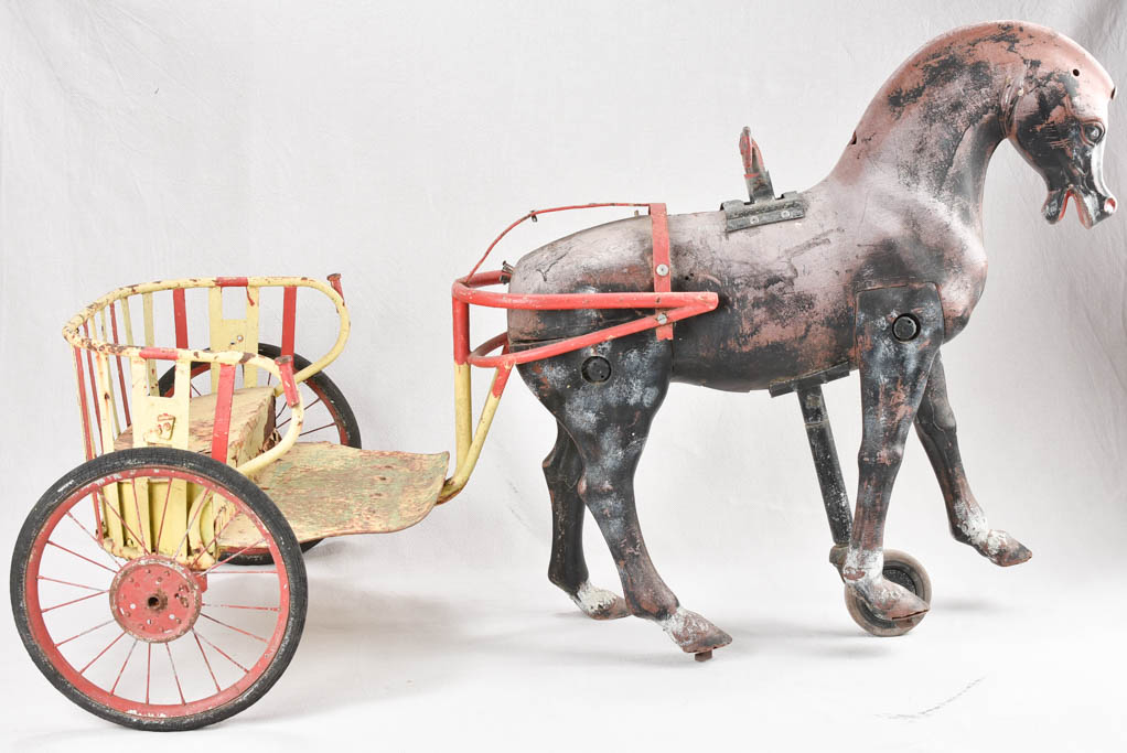 Toy horse & cart - 1900s - 57½"