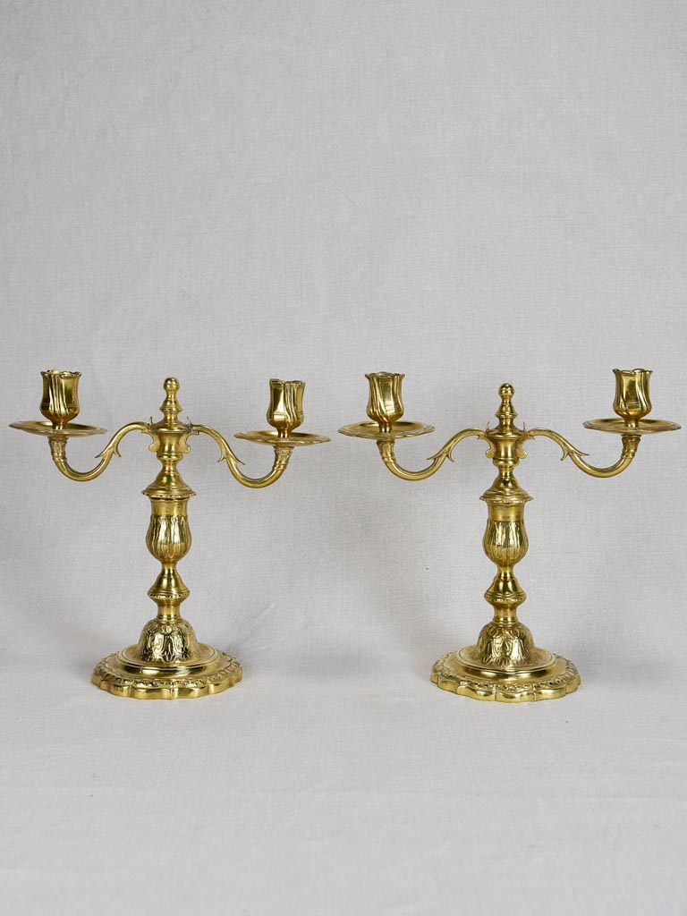 Pair of two-candle Louis XV candelabras bronze