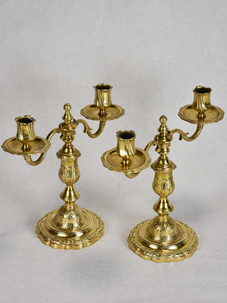 Pair of two-candle Louis XV candelabras bronze