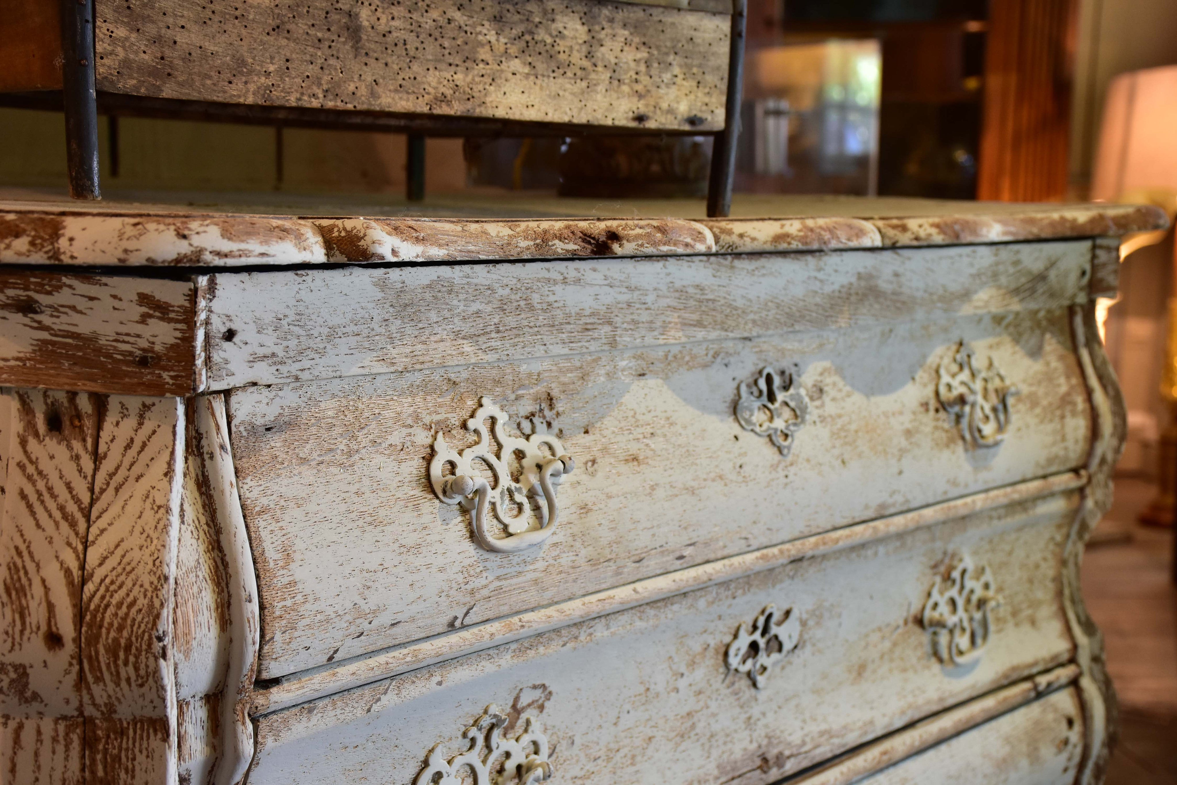 Antique Dutch commode with white patina