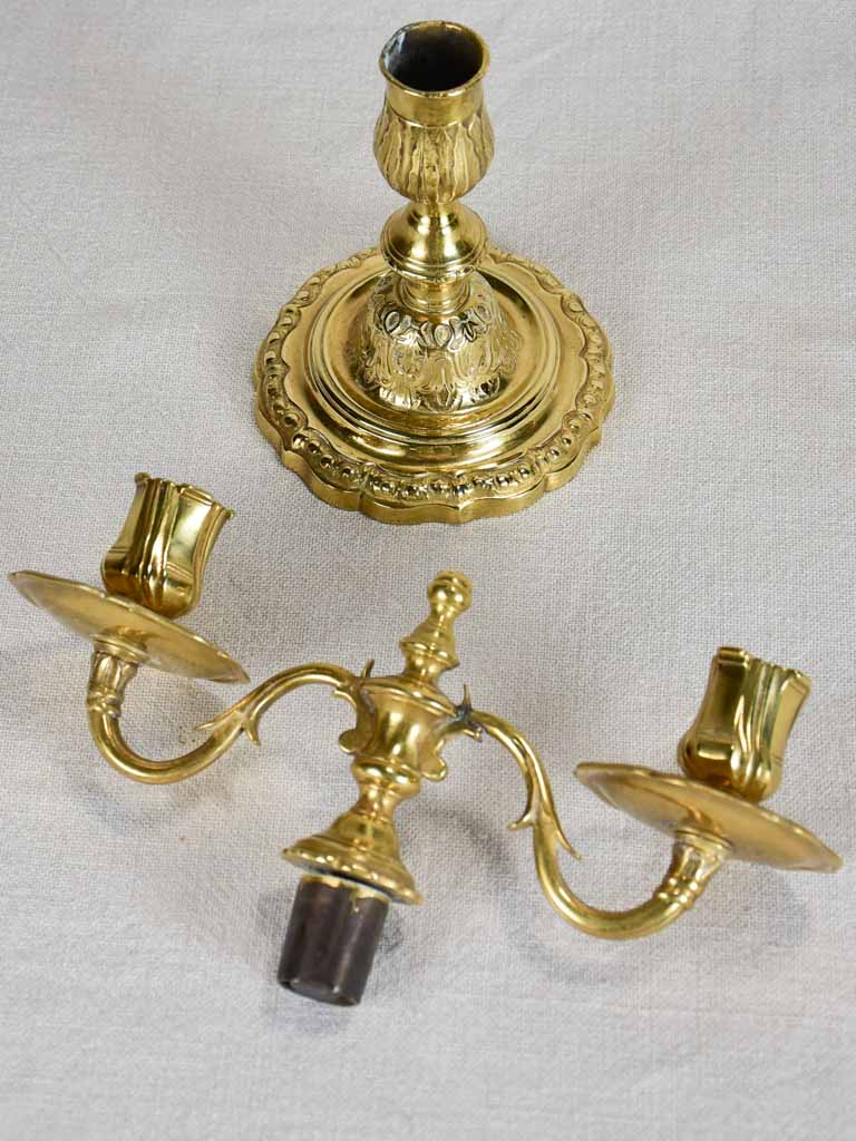 Pair of two-candle Louis XV candelabras bronze