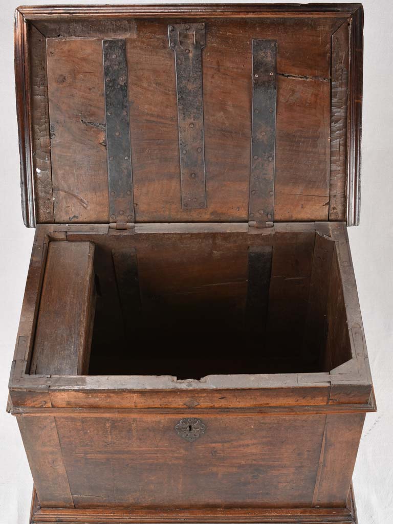 17th century tall wooden voyage chest