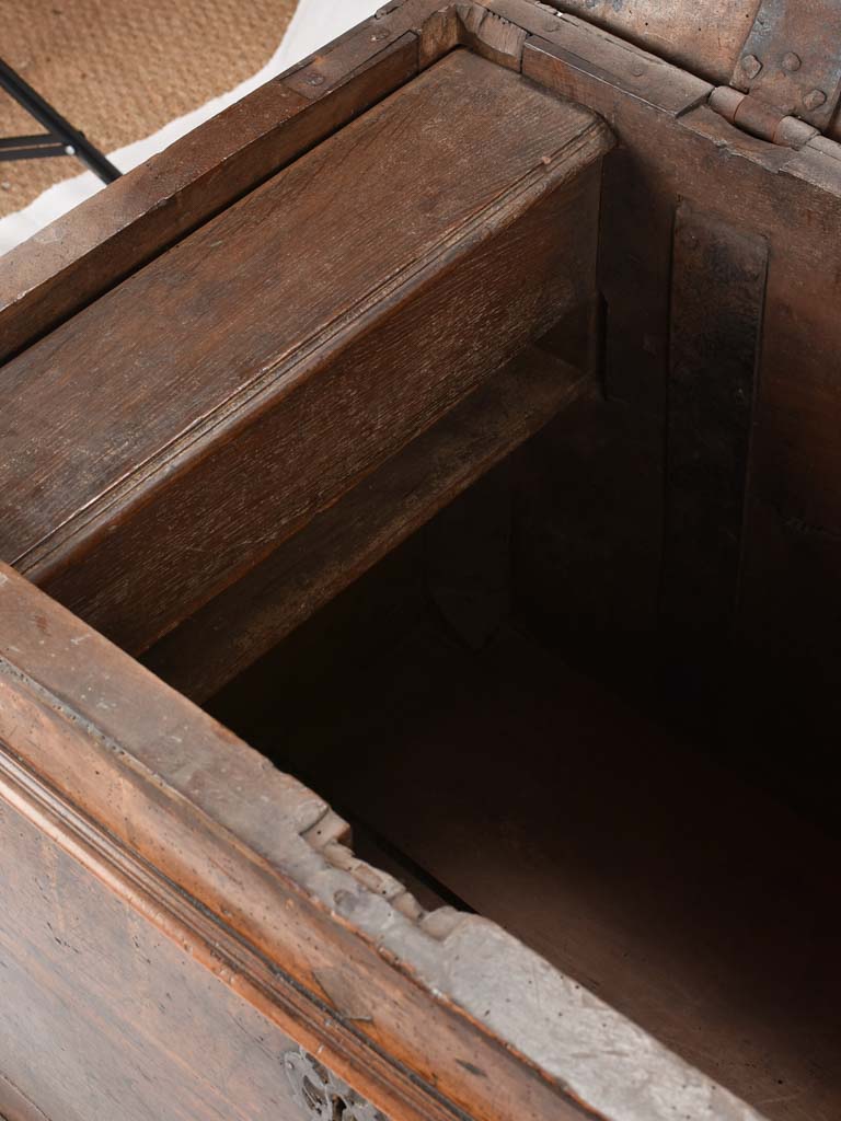 17th century tall wooden voyage chest