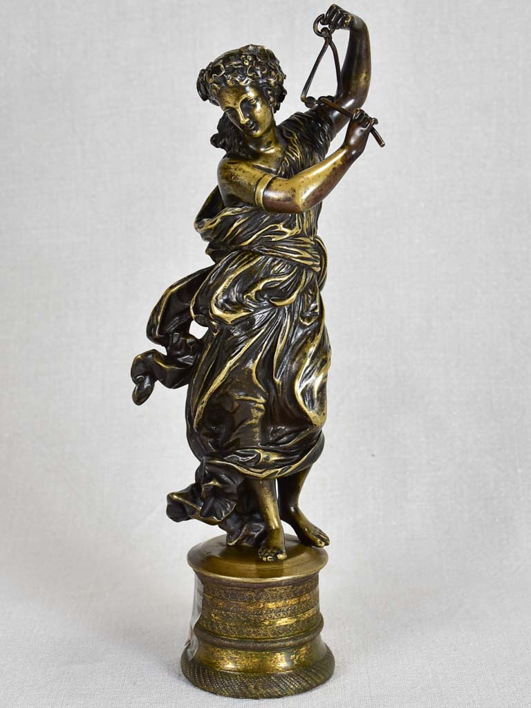 18th-century French sculpture - lady with triangle 13"