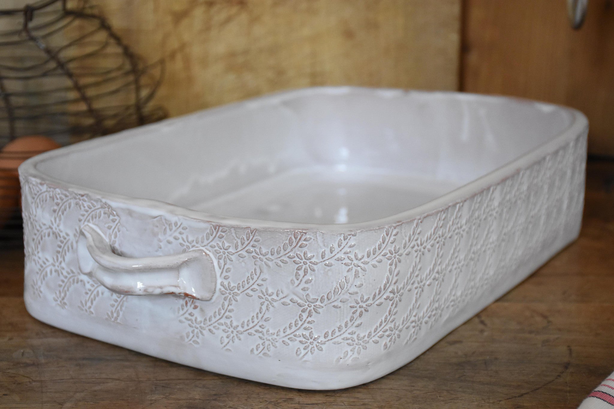 Baking dish, deep and rectangular, French