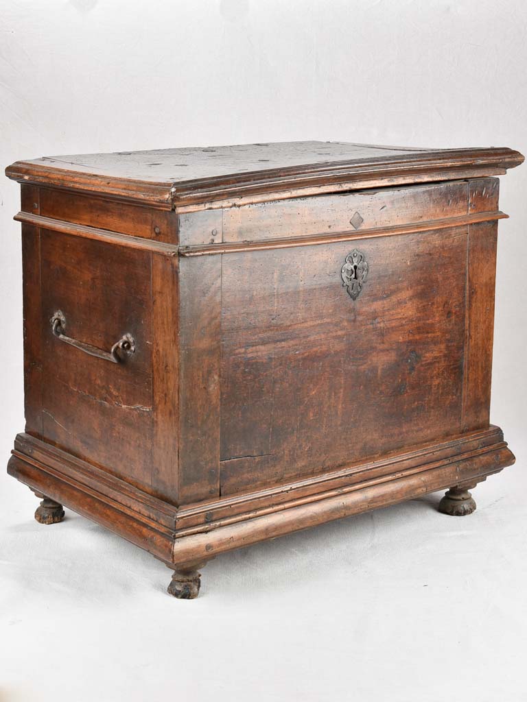 17th century tall wooden voyage chest