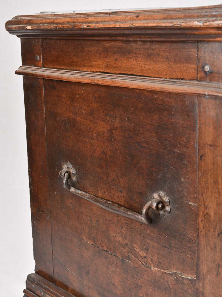 17th century tall wooden voyage chest