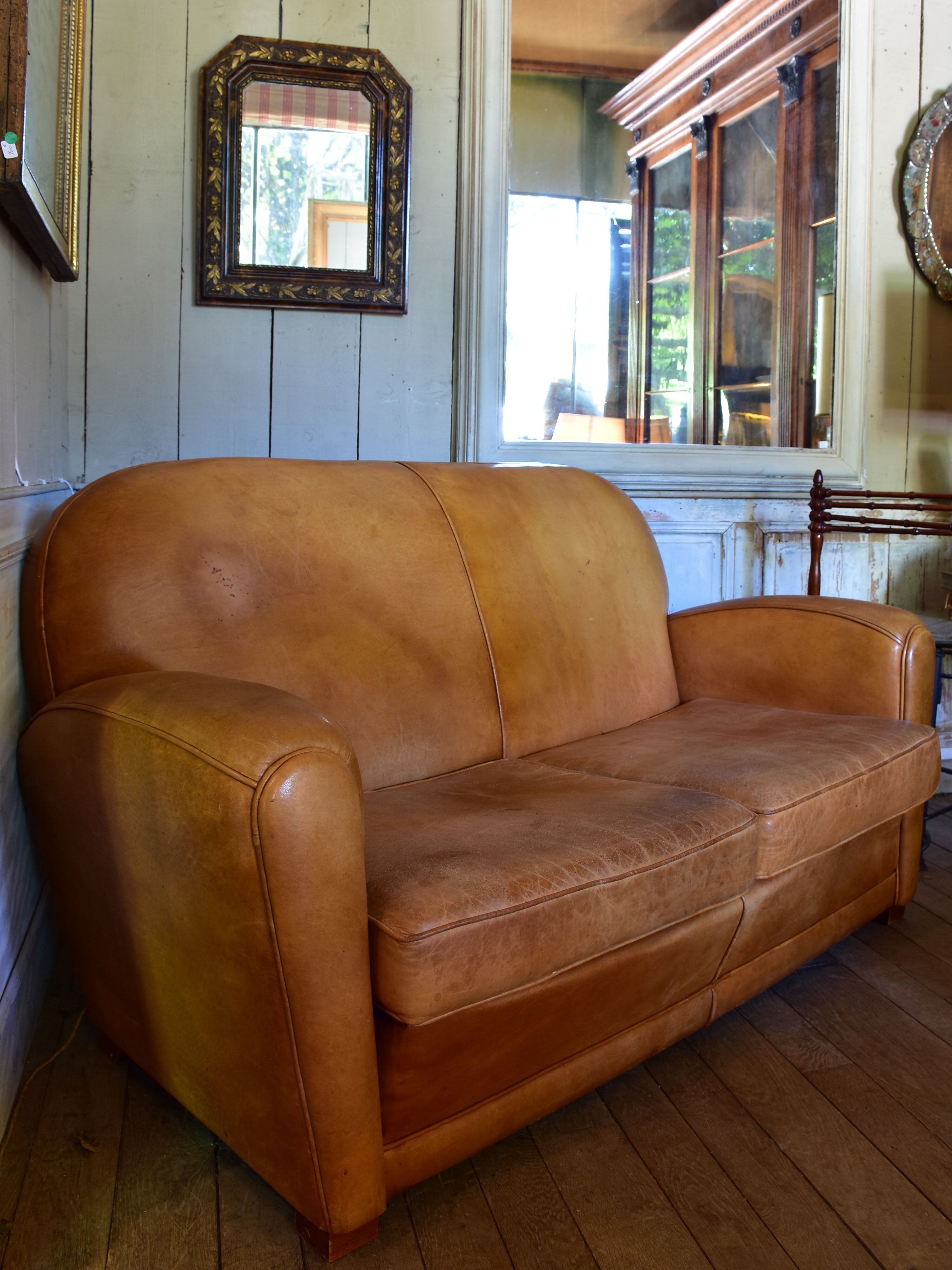 Mid century French leather sofa