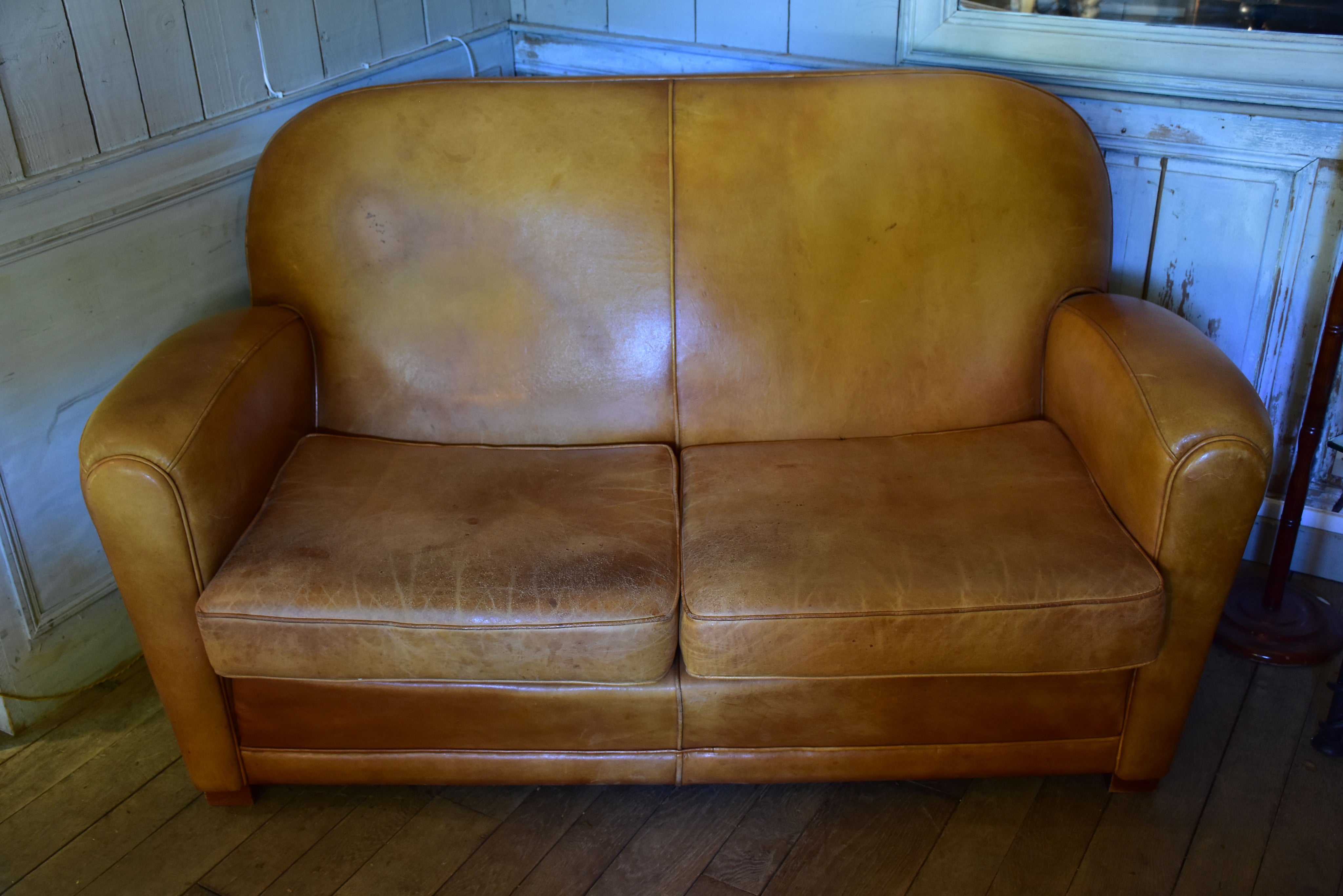 Mid century French leather sofa