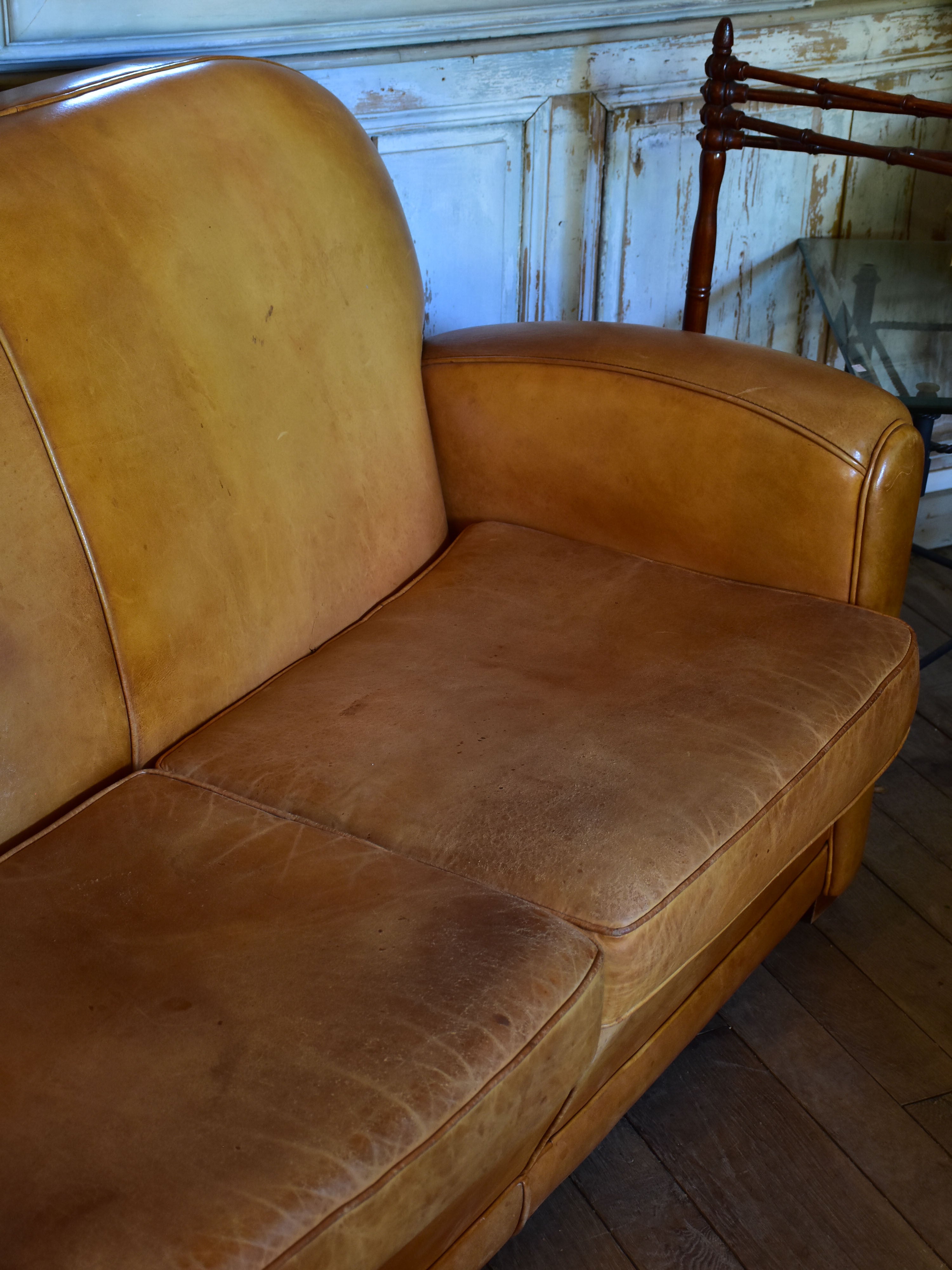 Mid century French leather sofa