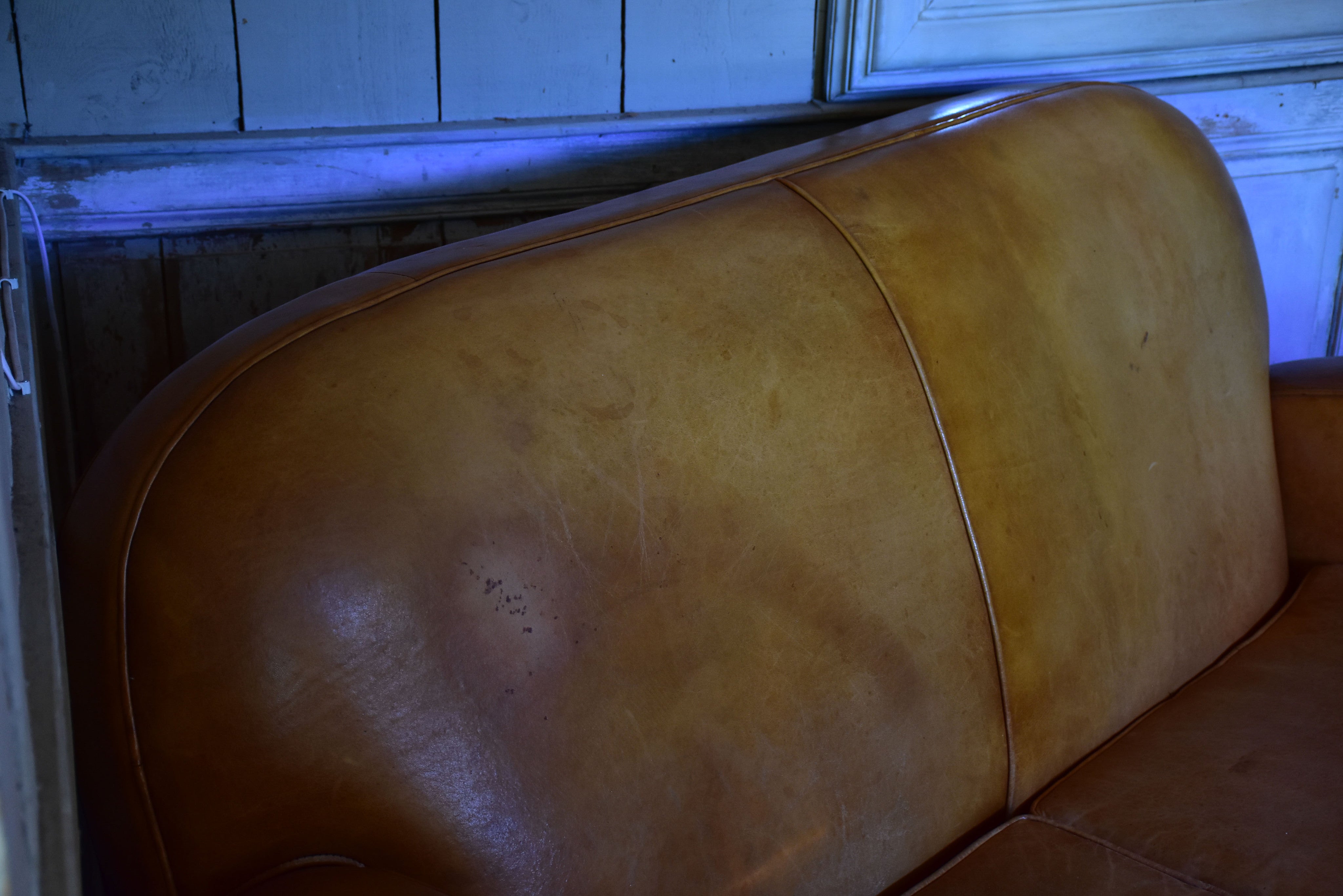 Mid century French leather sofa