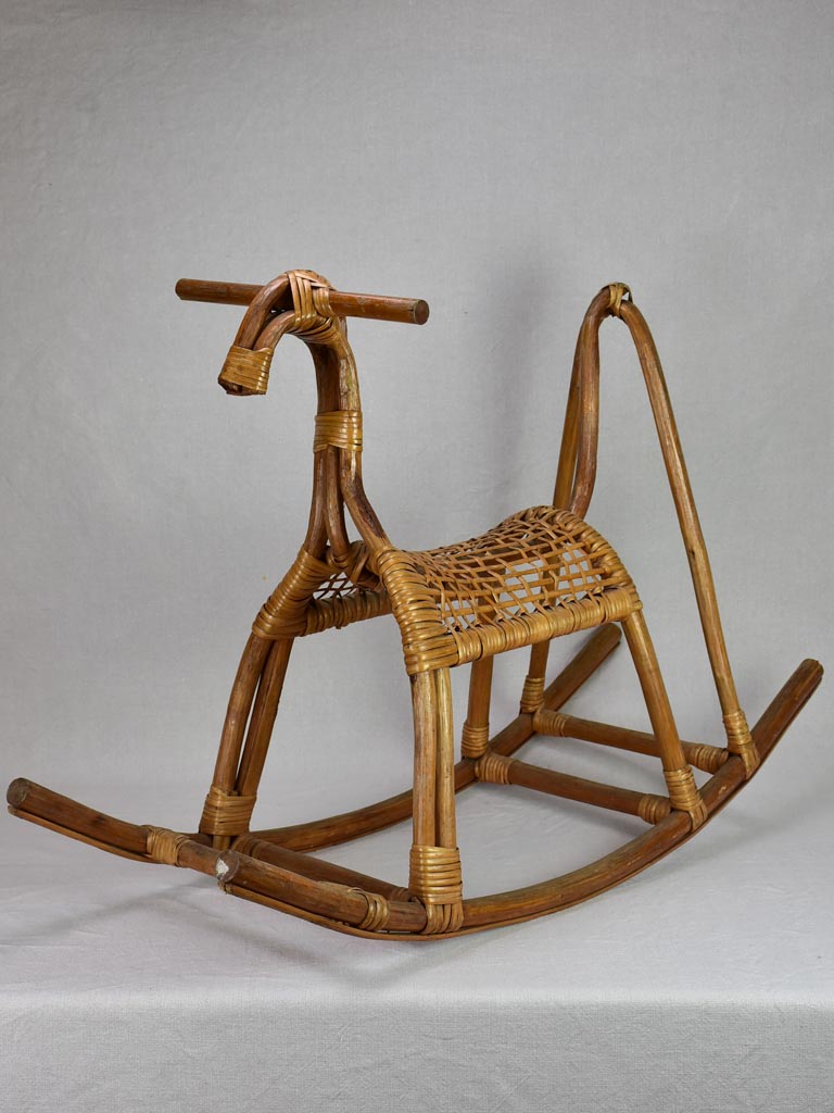 1960's French cane rocking horse