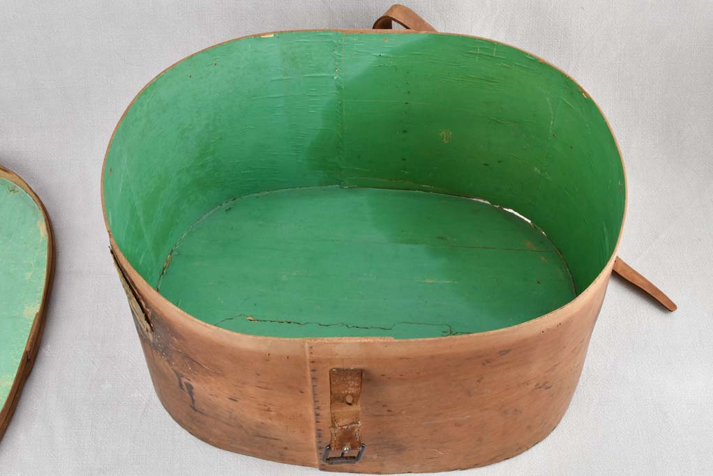 Rare French oval box, leather strap