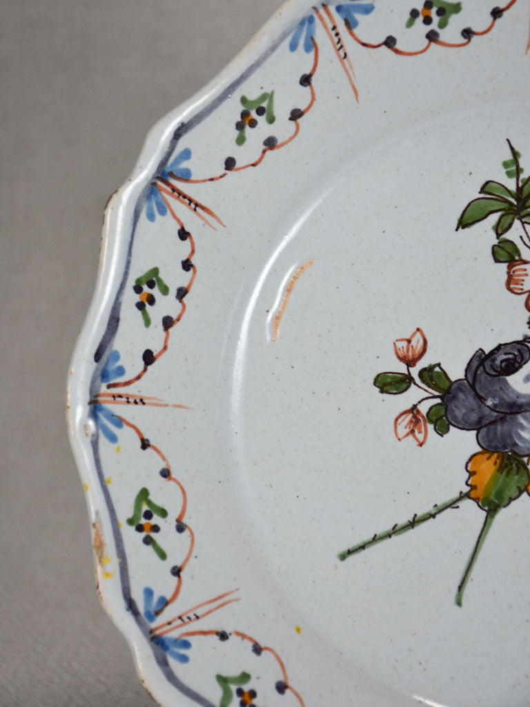 18th-century French plate with scalloped edge 9"