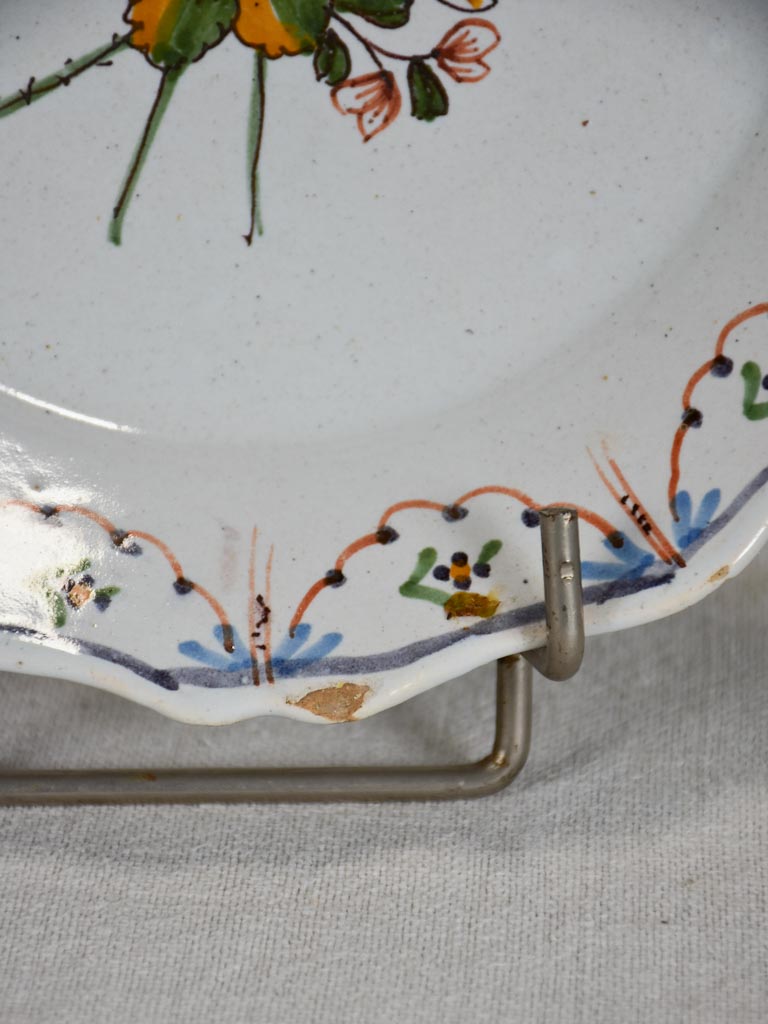 18th-century French plate with scalloped edge 9"