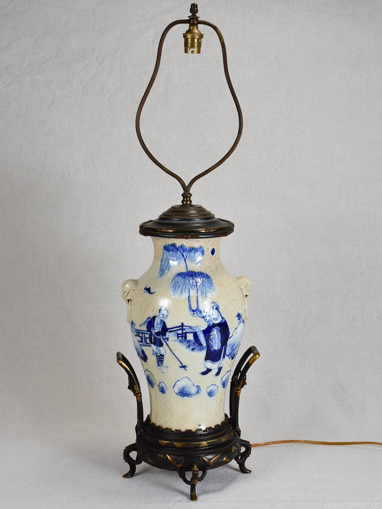 Napoleon III Chinoiserie lamp - blue and beige