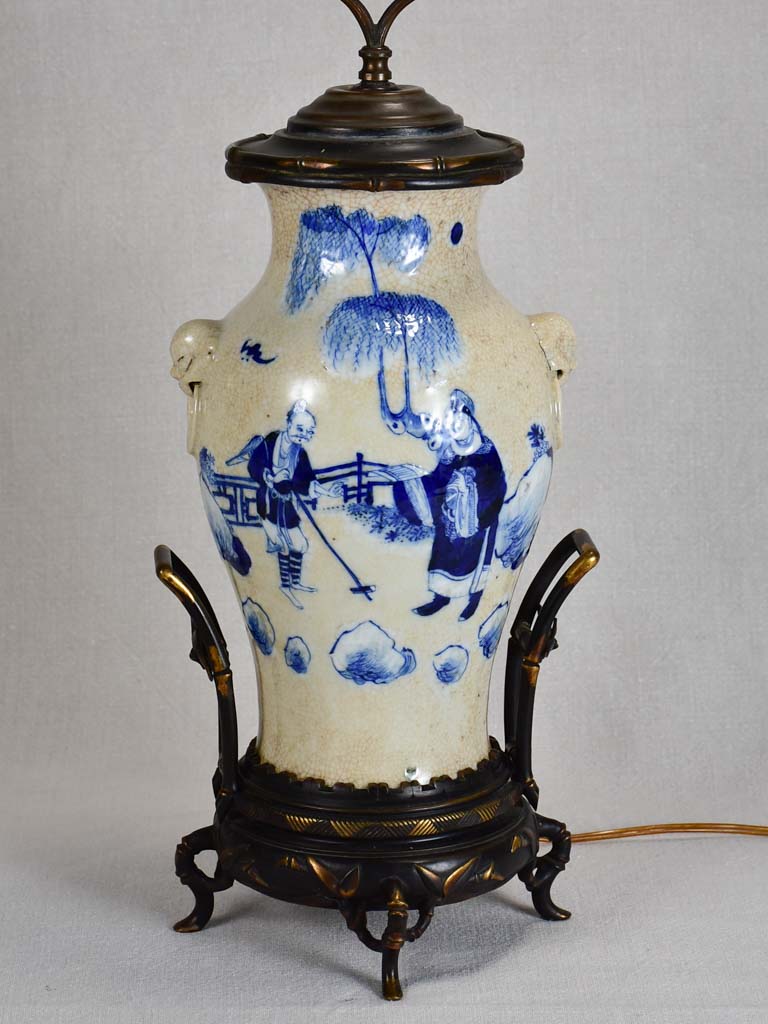 Napoleon III Chinoiserie lamp - blue and beige