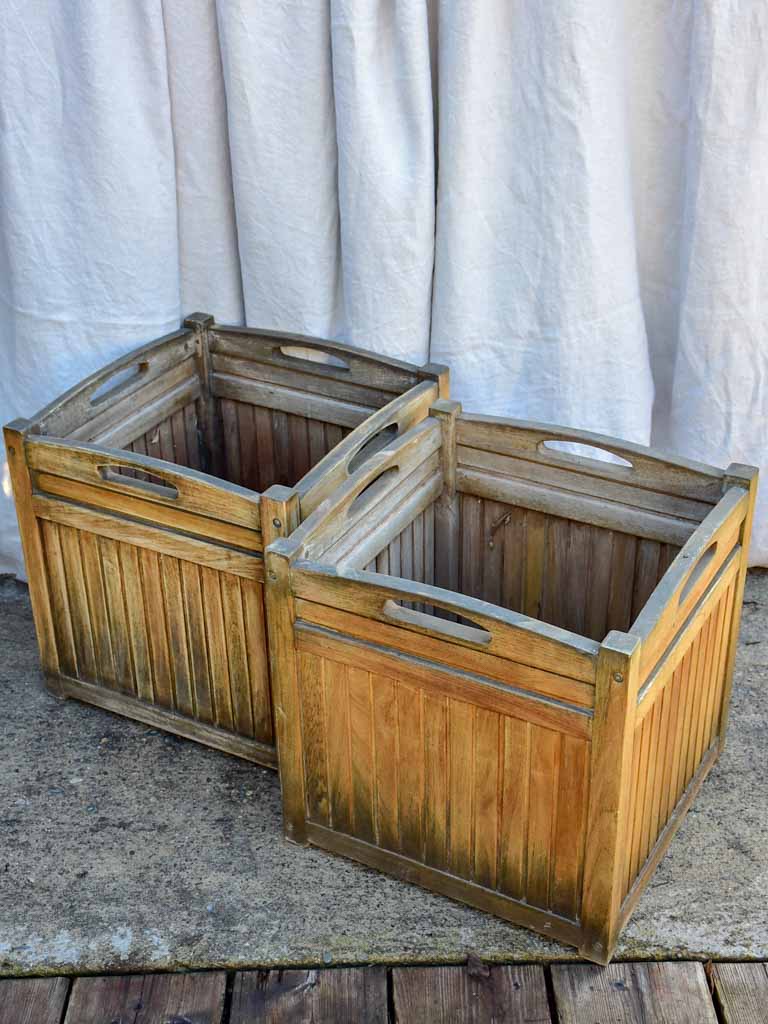 Pair of vintage French Versaille planters - teak