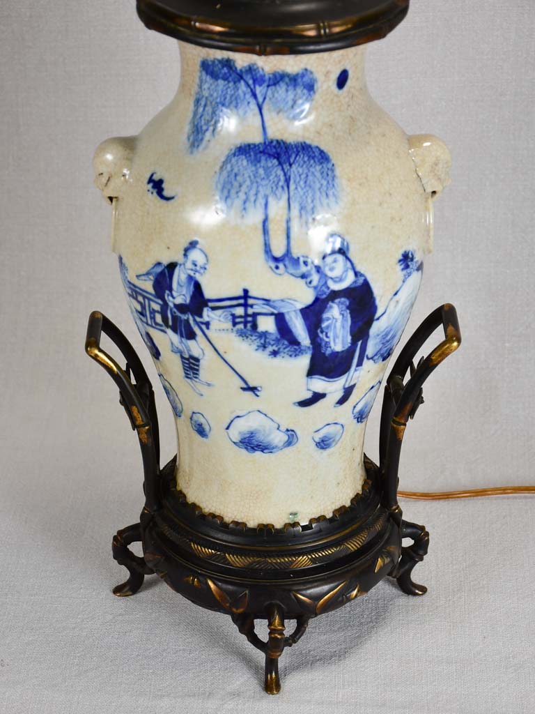 Napoleon III Chinoiserie lamp - blue and beige