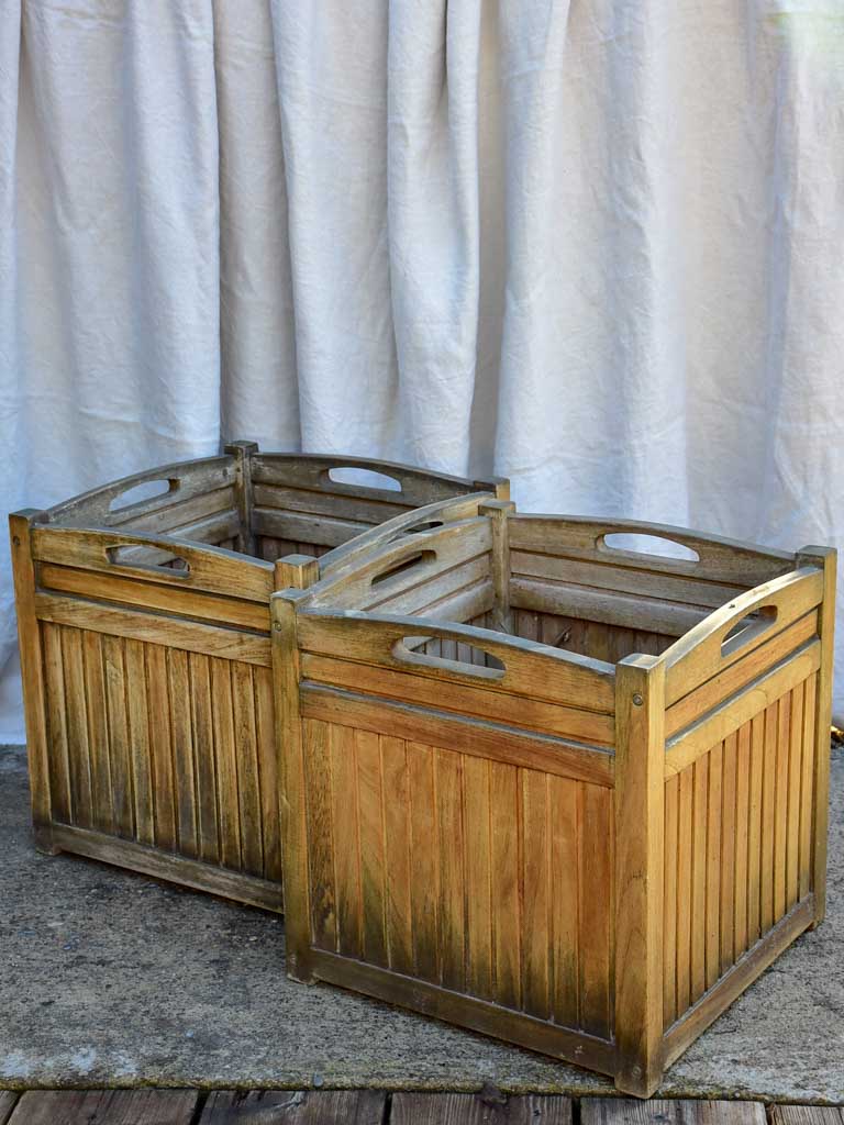 Pair of vintage French Versaille planters - teak