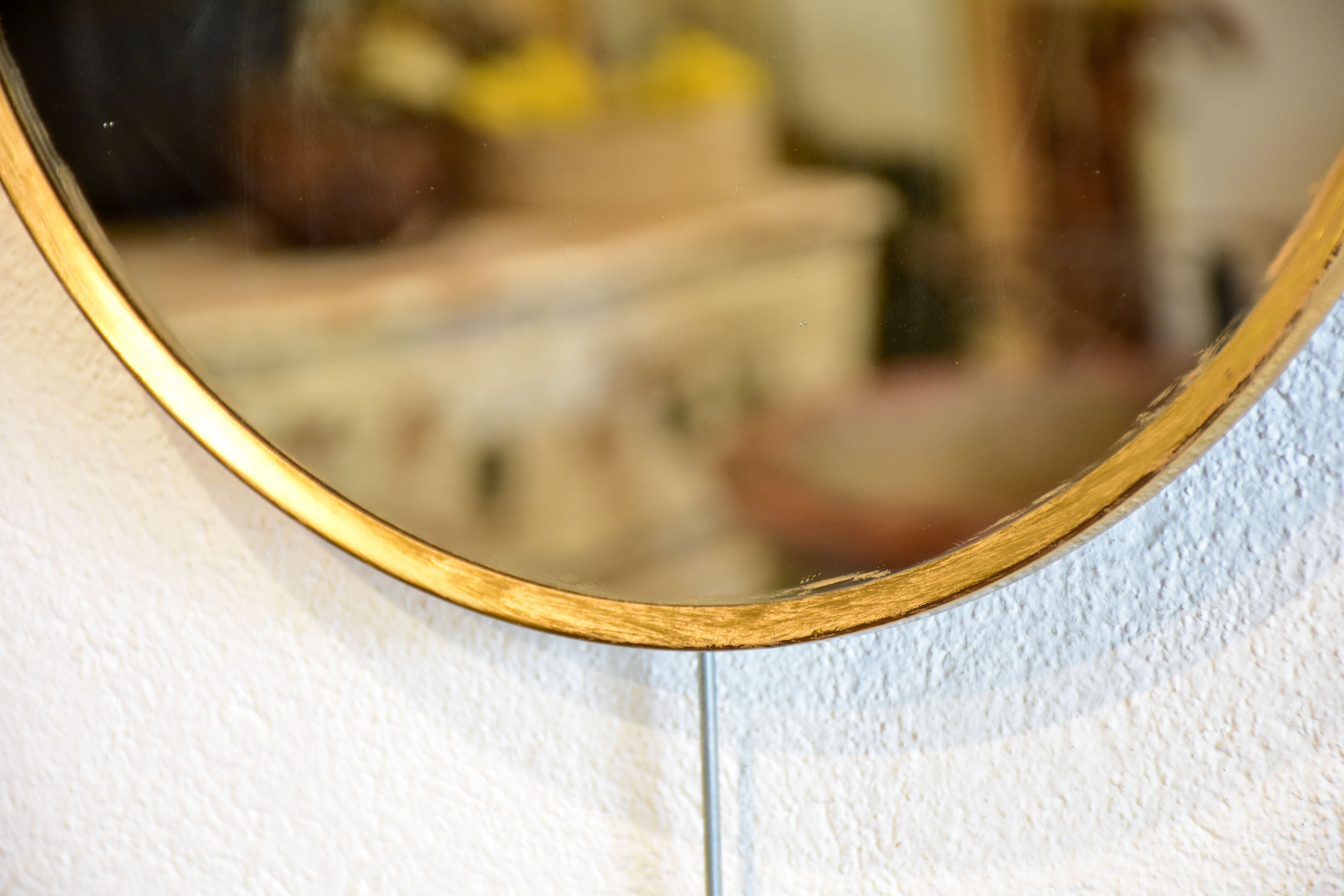 Vintage round mirror with velvet ribbon