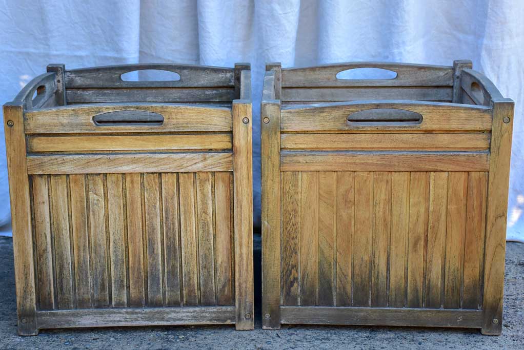 Pair of vintage French Versaille planters - teak