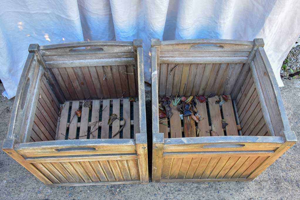 Pair of vintage French Versaille planters - teak