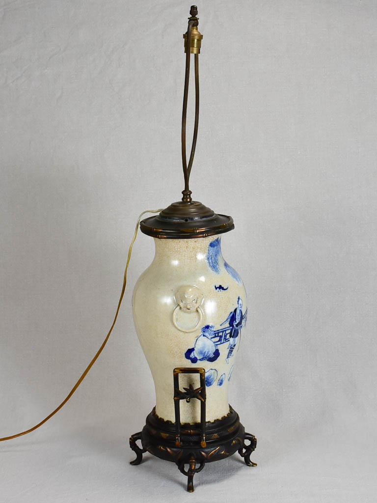 Napoleon III Chinoiserie lamp - blue and beige