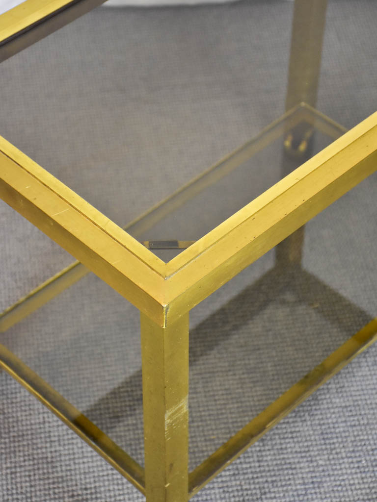 Mid century side table on wheels - glass and brass