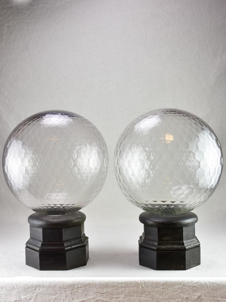 Large pair of pharmacy shop finials - crystal 19th century 20"