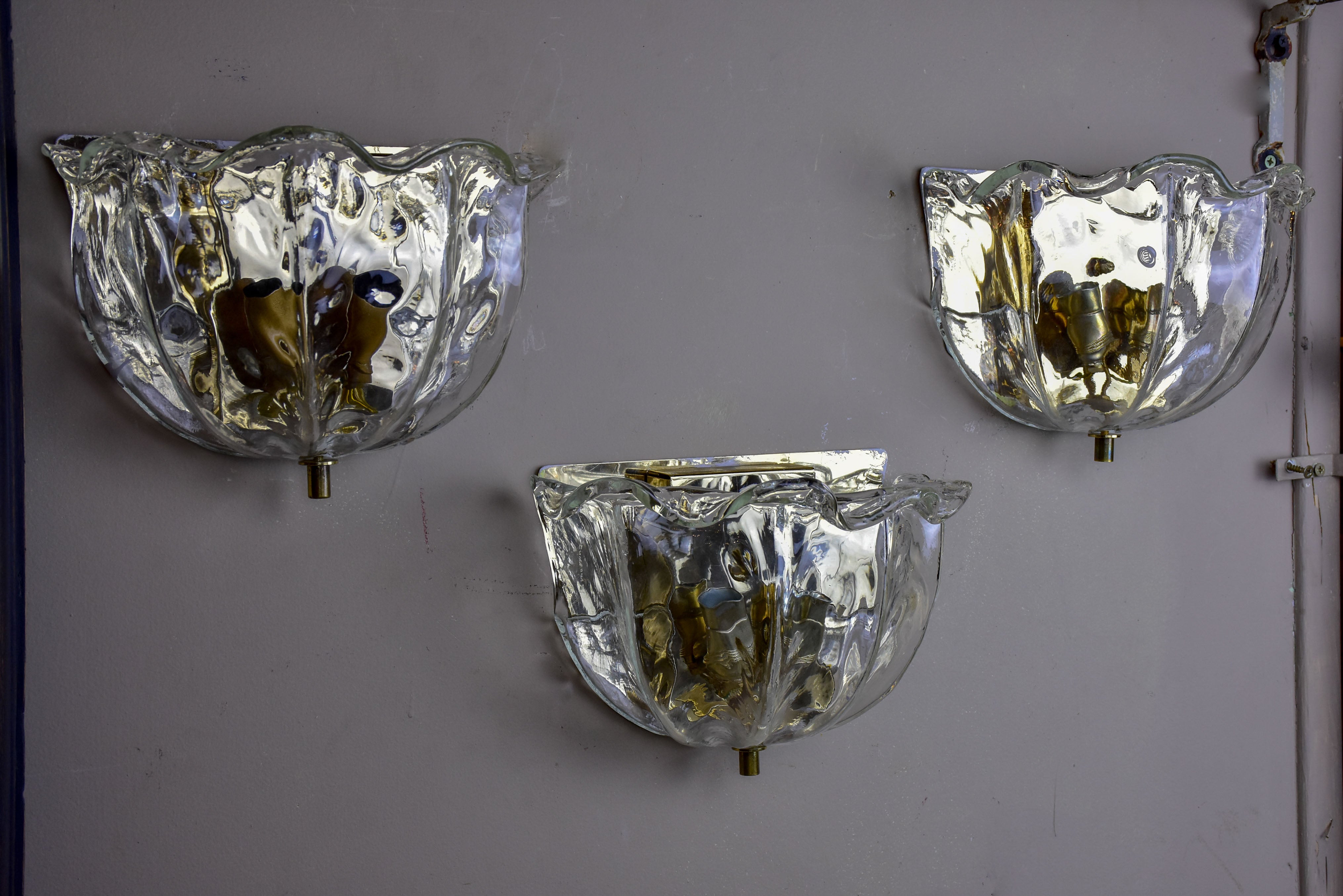 Three vintage Italian Murano glass wall sconces