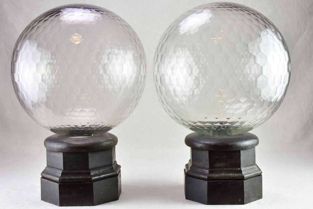 Large pair of pharmacy shop finials - crystal 19th century 20"