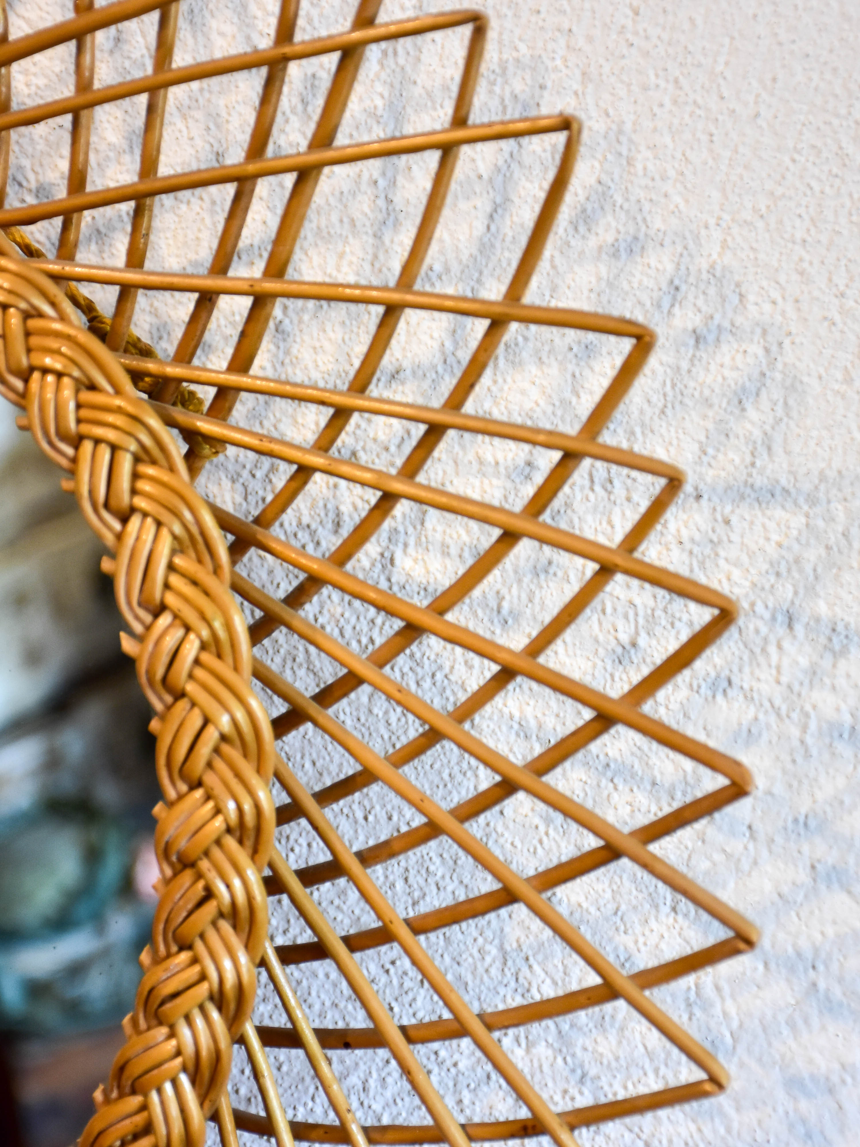 Vintage sunburst mirror with rattan frame