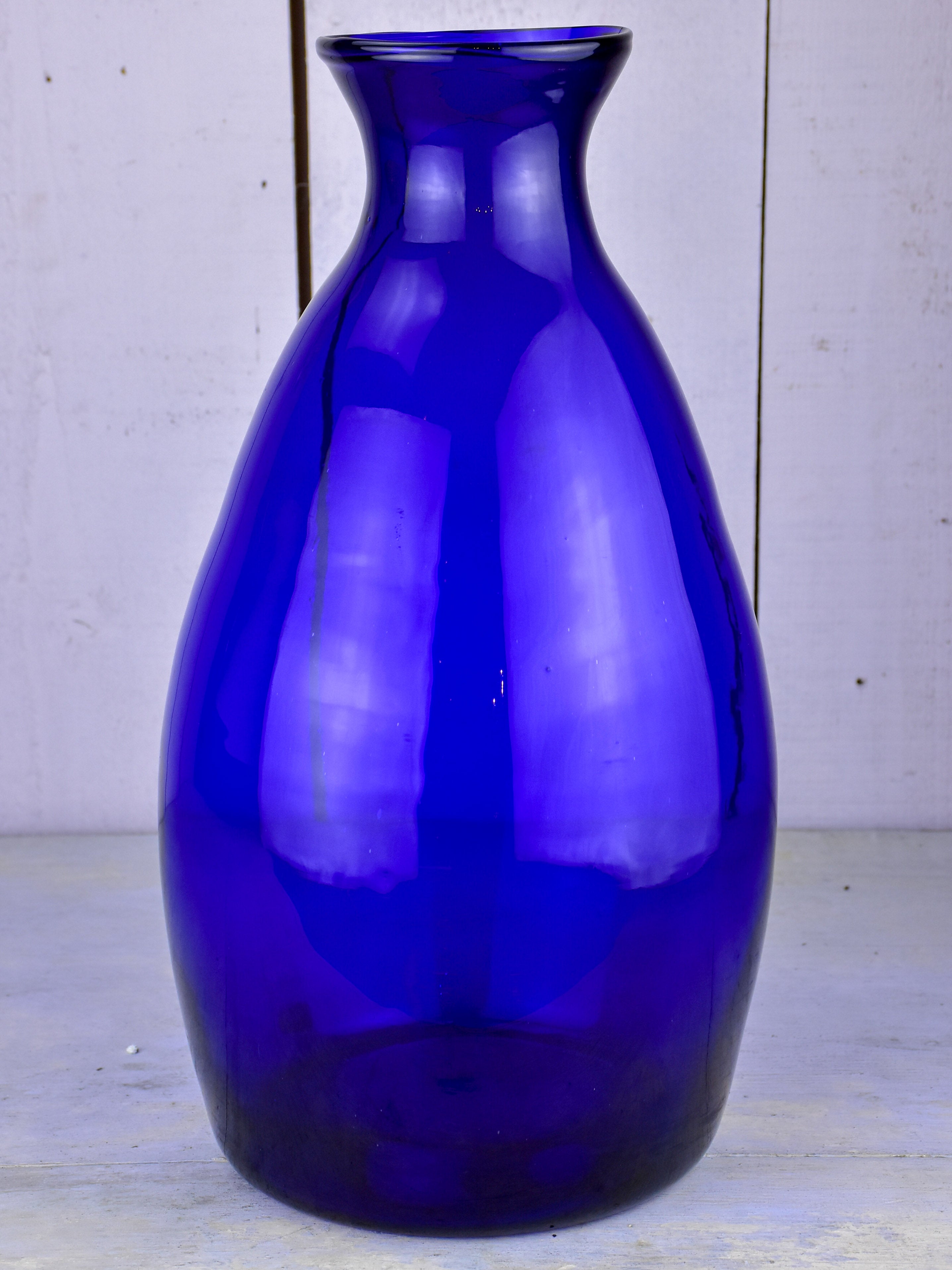 Vintage Bohemian cobalt blue glass vase