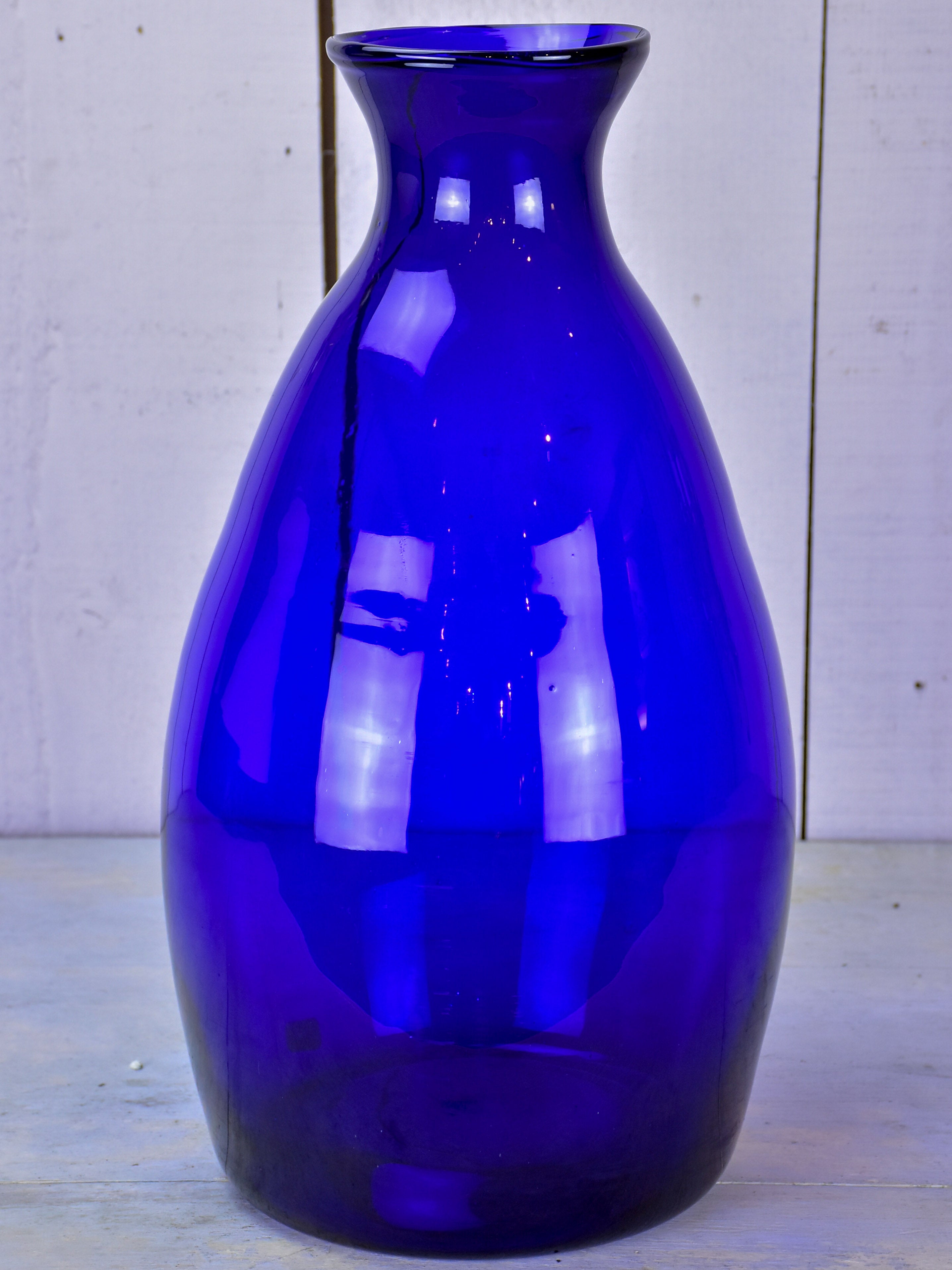 Vintage Bohemian cobalt blue glass vase