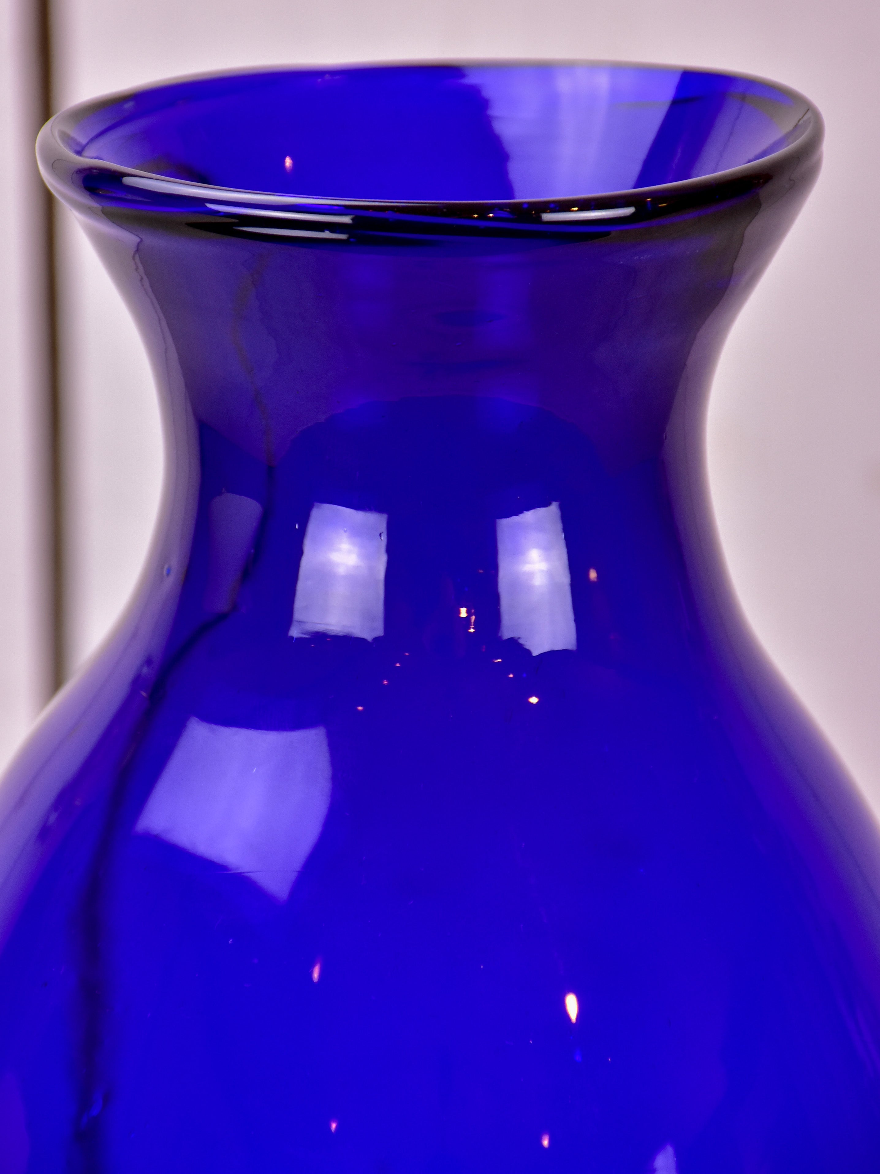 Vintage Bohemian cobalt blue glass vase