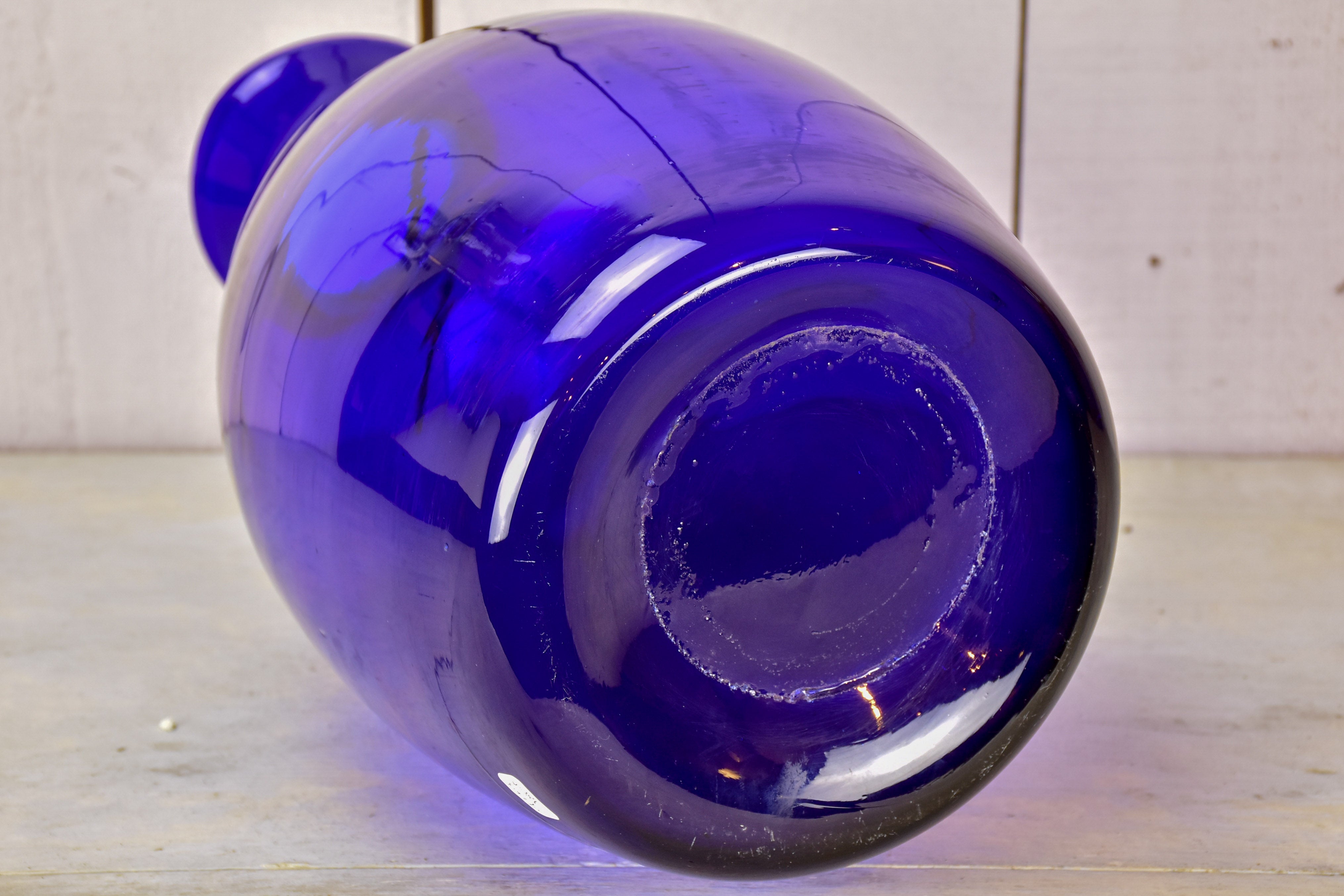 Vintage Bohemian cobalt blue glass vase