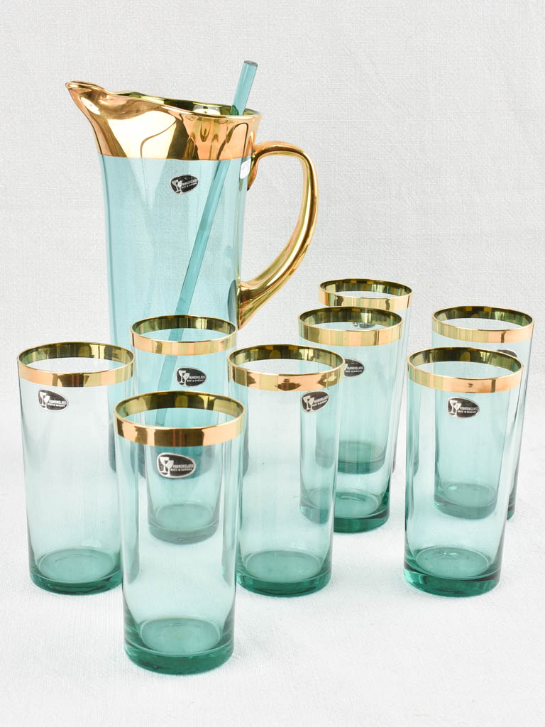 Set of 8 glasses with pitcher - green