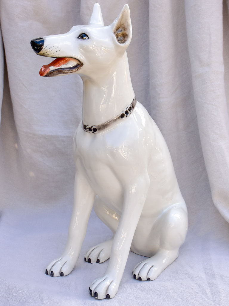 Mid century sculpture of a white dog 22½"