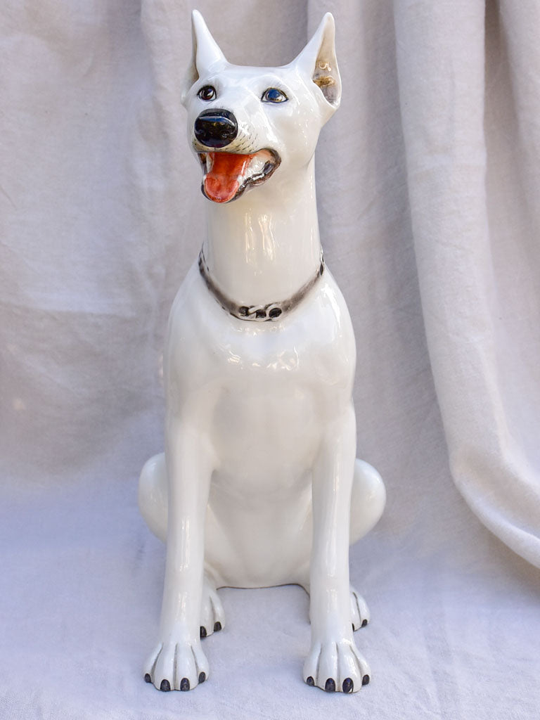 Mid century sculpture of a white dog 22½"