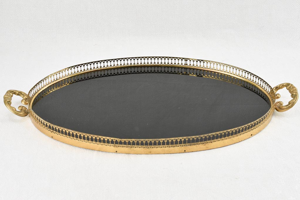 Black glass 1970s aperitif serving tray