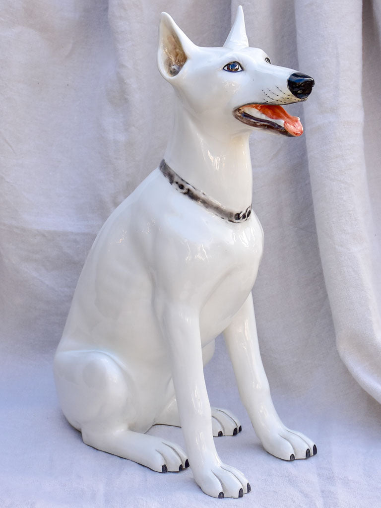 Mid century sculpture of a white dog 22½"