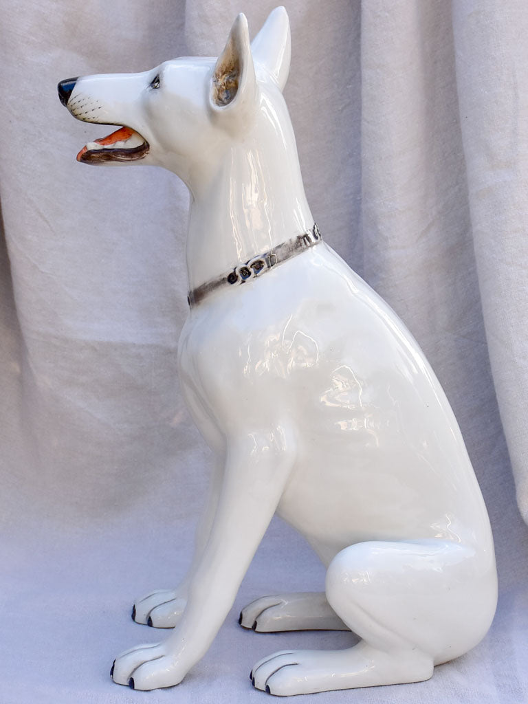 Mid century sculpture of a white dog 22½"