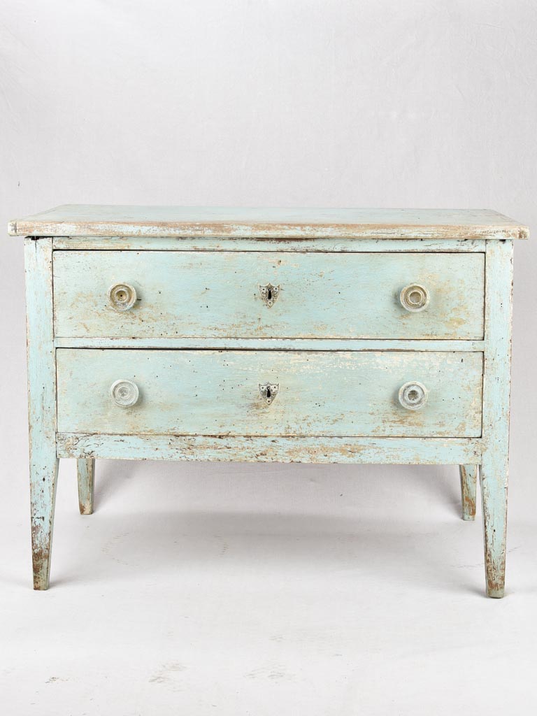 19th century two drawer commode with blue patina