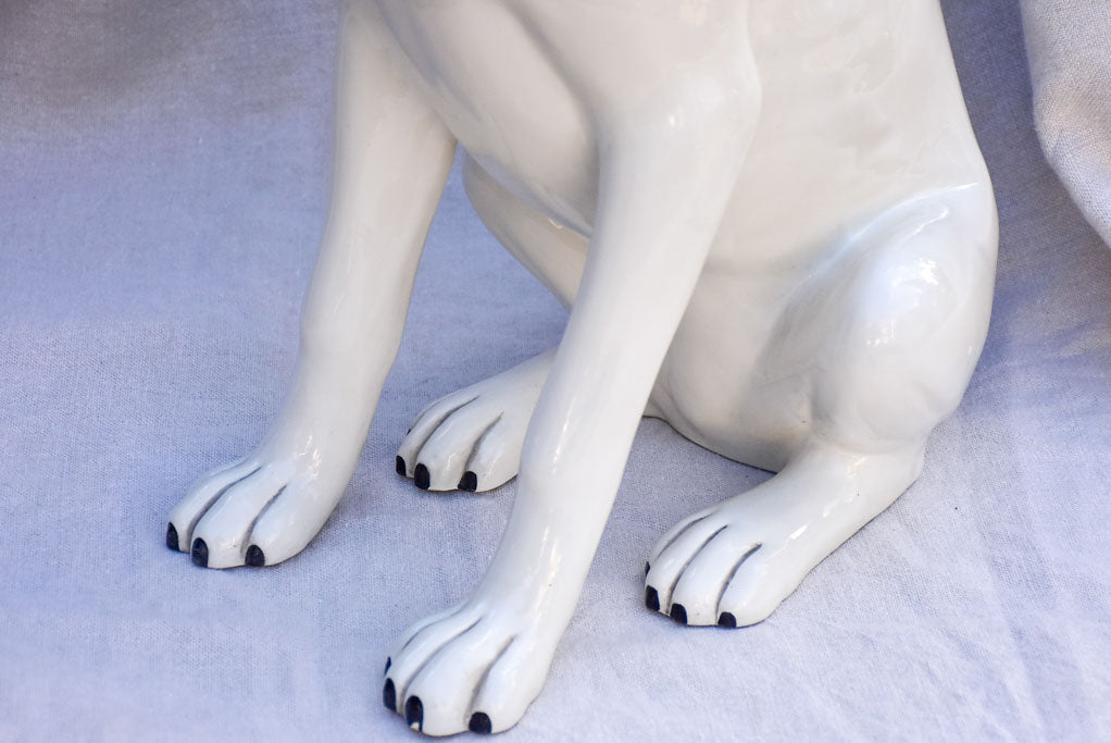 Mid century sculpture of a white dog 22½"