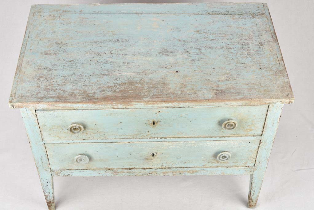 19th century two drawer commode with blue patina