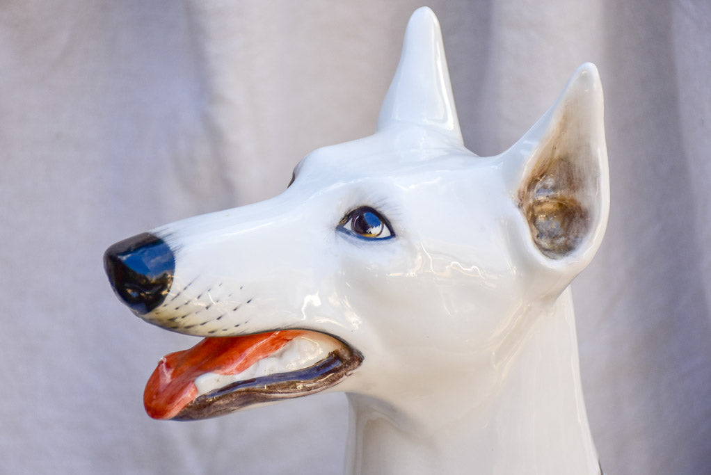 Mid century sculpture of a white dog 22½"