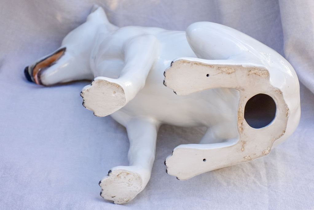 Mid century sculpture of a white dog 22½"